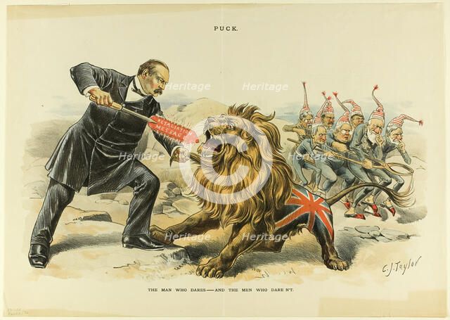 The Man Who Dares - and the Men who Dare N't, from Puck, published September 5, 1888. Creator: Charles Jay Taylor.