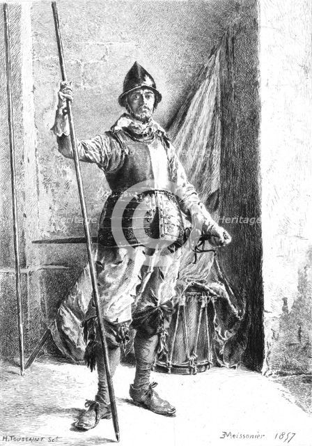 'The Man-At-Arms', after J.L.E. Meissonier', 1857, c1880-83. Creator: C.H Toussaint.