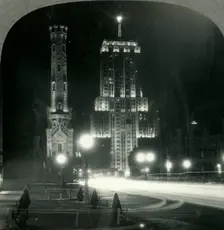 "The Man-made Star" - Lindbergh Beacon, Palmolive Building, Chicago, Illinois. 1930s. Creator: Unknown