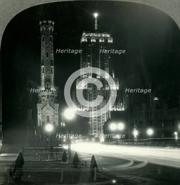 "The Man-made Star" - Lindbergh Beacon, Palmolive Building, Chicago, Illinois.', 1930s. Creator: Unknown.