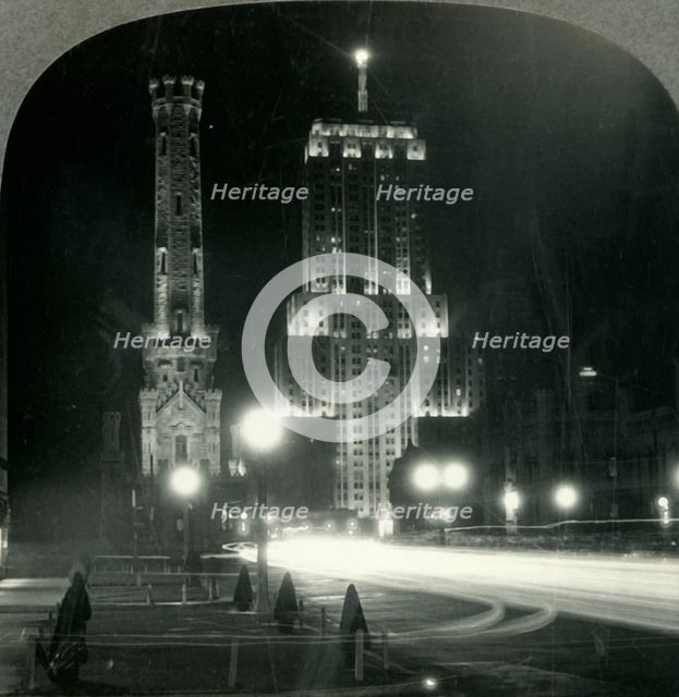 "The Man-made Star" - Lindbergh Beacon, Palmolive Building, Chicago, Illinois.', 1930s. Creator: Unknown.