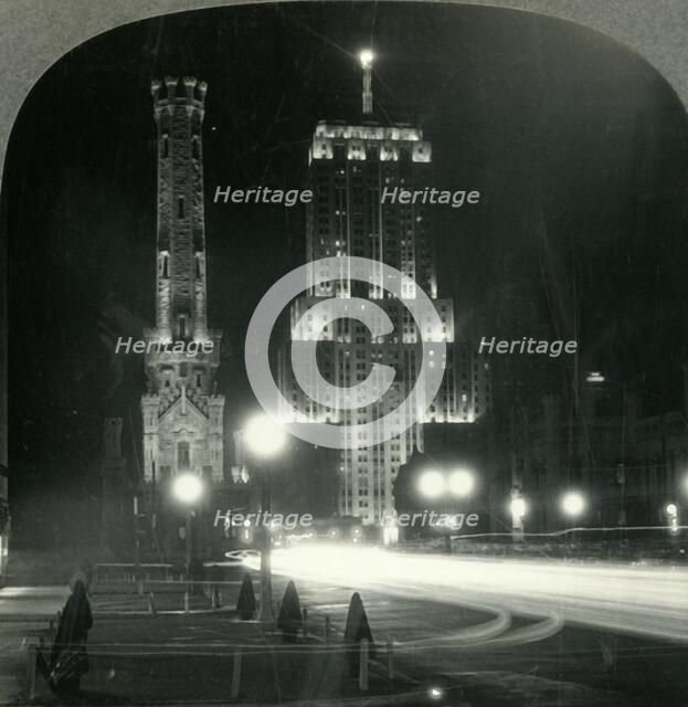"The Man-made Star" - Lindbergh Beacon, Palmolive Building, Chicago, Illinois.', 1930s. Creator: Unknown.