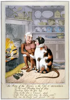 The man of the woods & the cat-o'-mountain 1821. Artist: Anon