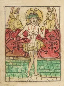 The Man of Sorrows between Two Angels (Schr. 900), 15th century., 15th century. Creator: Anon