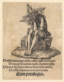 The Man of Sorrows Seated, title page of The Small Passion, ca. 1511. Creator: Albrecht Durer