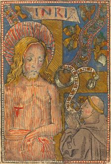 The Man of Sorrows with a Franciscan, 1490-1500. Creator: Unknown