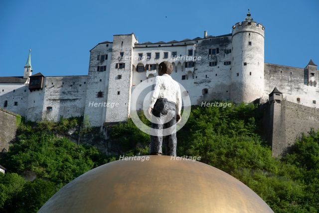 The Man on top of The Golden Ball of the Sphaera, Festung Hohensalzburg, Salzburg, Austria, 2022. Creator: Ethel Davies.