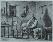 The Man-Servant of Limier Rising from Bed, c. 1818. Creator: Horace Vernet (French, 1789-1863)