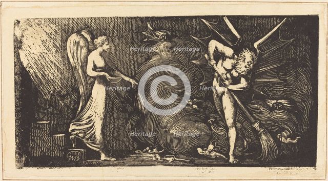 The Man Sweeping the Interpreter's Parlor, c. 1820/1822. Creator: William Blake.