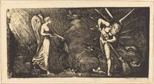 The Man Sweeping the Interpreter's Parlor, c. 1820/1822. Creator: William Blake