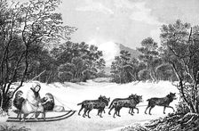 The Manner of Travelling in Winter in Kamtschatka 19th century.Artist: Sparrow