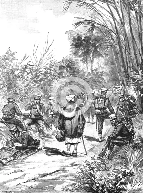 'The Manoeuvres of the Japanese Army before His Majesty the Mikado; Japanese Guardsmen...', 1891. Creator: Unknown.