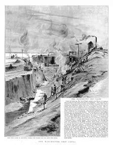 'The Manchester Ship Canal, lock gates at Eastham, 1891 1891. Creator: Charles William Wyllie
