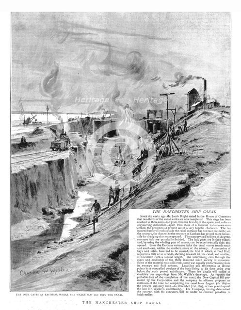''The Manchester Ship Canal, lock gates at Eastham, 1891', 1891. Creator: Charles William Wyllie.