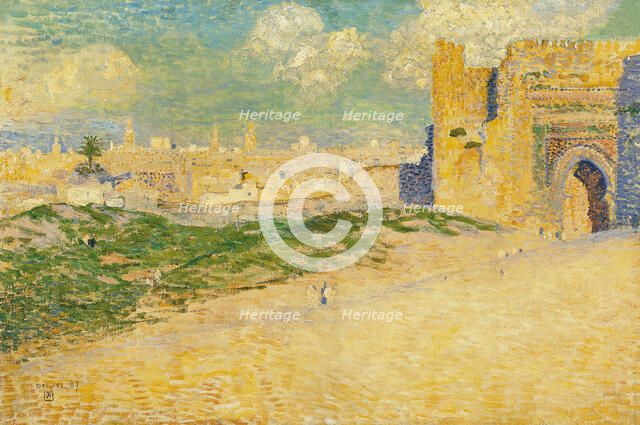 The Mansur Gate in Meknes, Morocco. Artist: Rysselberghe, Théo van (1862-1926)