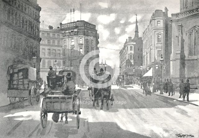 'The Mansion House Station, District Railway Queen Victoria Street', 1891. Creator: William Luker.