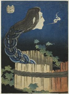 The Mansion of the Plates (Sara yashiki), from the series "One Hundred Ghost Tales...", 1831/32. Creator: Hokusai