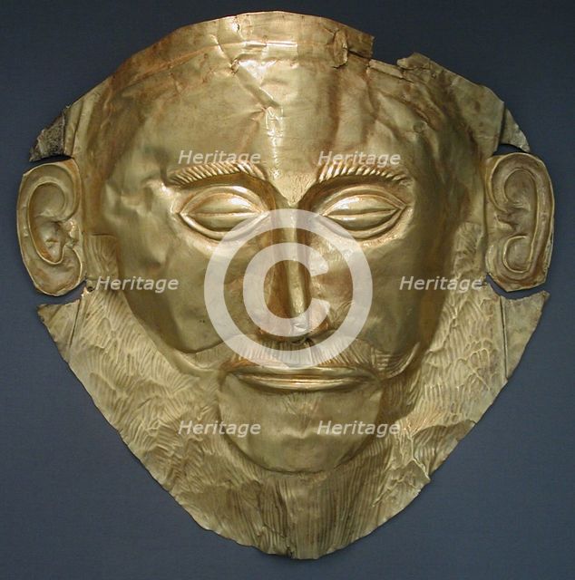 The Mask of Agamemnon, 16th-15th cen. BC. Artist: Gold of Troy, Priam’s Treasure  