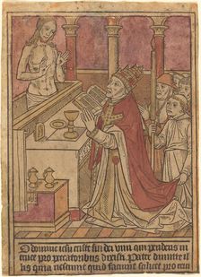 The Mass of Saint Gregory [recto], c. 1490. Creator: Unknown