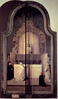 The Mass of St. Gregory view of the closed panel The Adoration of the Magi by El Bosco