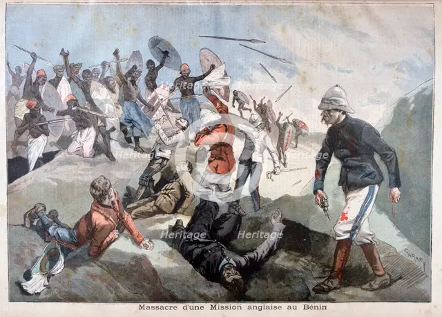 The Massacre of an English Mission in Benin, 1897. Creator: F Meaulle.