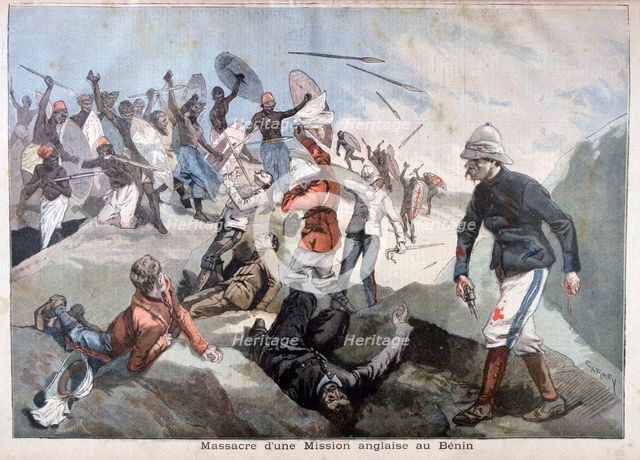 The Massacre of an English Mission in Benin, 1897. Creator: F Meaulle.