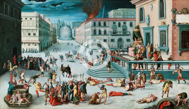 The Massacre of the Triumvirate. Artist: Caron, Antoine, (School) 