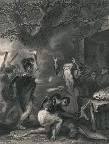 The Massacre of the Druids (mid 19th century). Creator: J Rogers