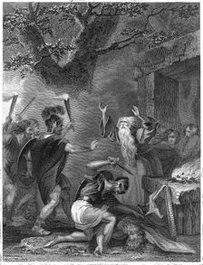 The massacre of the Druids under the command of Julius Caesar, 1838. Creator: Rogers, John (ca 1808-ca 1888)
