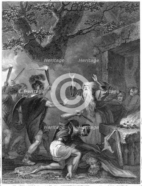 The massacre of the Druids under the command of Julius Caesar, 1838. Creator: Rogers, John (ca 1808-ca 1888).