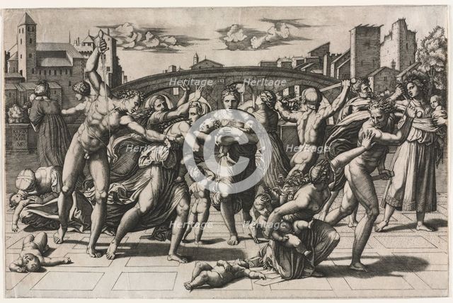 The Massacre of the Innocents (Without the Fir Tree), c. 1513-1515. Creator: Marcantonio Raimondi (Italian, 1470/82-1527/34).