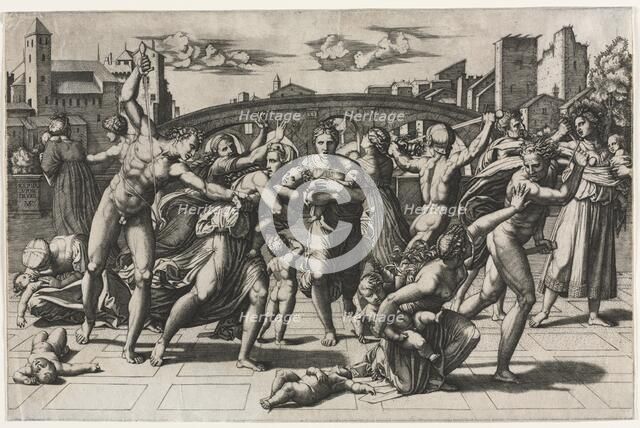The Massacre of the Innocents (Without the Fir Tree), c. 1513-1515. Creator: Marcantonio Raimondi (Italian, 1470/82-1527/34).
