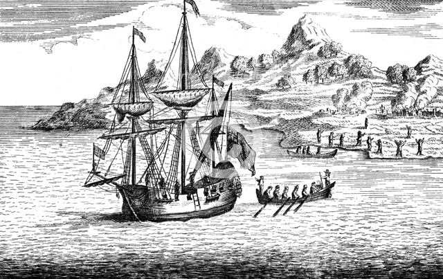 The massacre and burning of two villages at Madagascar, c16th century. Artist: Unknown