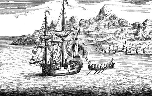 The massacre and burning of two villages at Madagascar, c16th century. Artist: Unknown