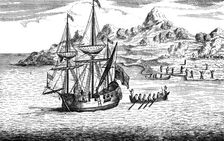 The massacre and burning of two villages at Madagascar, c16th century