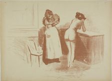 The Massage With Coarse Hair Glove, Wash and Line Plate, 1895. Creator: Jean Louis Forain