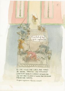 The master craftsman and his workers lay a floor for Julia's mosaic, 2003. Creator: Judith Dobie