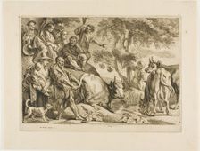 The Master Pulls the Cow Out of the Ditch by its Tail, 1652. Creator: Jacob Jordaens