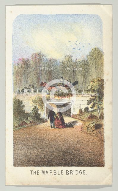 The Marble Bridge, Near the Lake, from the series, Views in Central Park, New York, Part 3, 1864. Creator: Louis Prang.