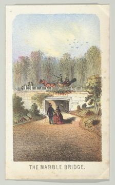 The Marble Bridge, Near the Lake, from the series, Views in Central Park, New York, Part 3, 1864. Creator: Louis Prang