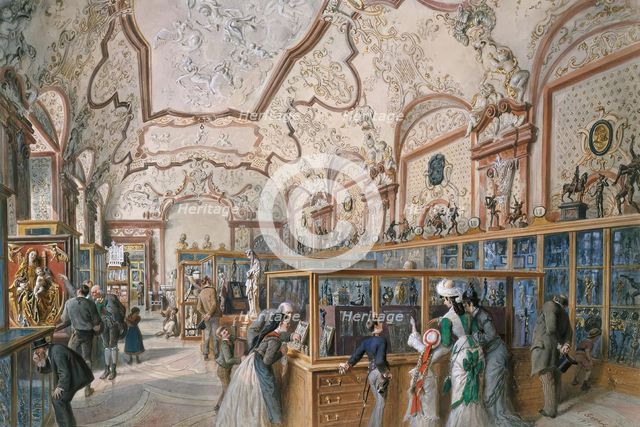 The Marble Hall of the Ambraser Gallery in the Lower Belvedere, Vienna 1876. Creator: Carl Goebel.