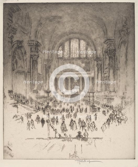The Marble Hall, Pennsylvania Station, New York, 1919. Creator: Joseph Pennell.