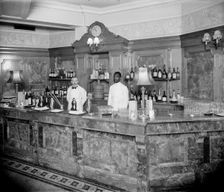 The marble Long Bar in the Trocadero Restaurant, c1950
