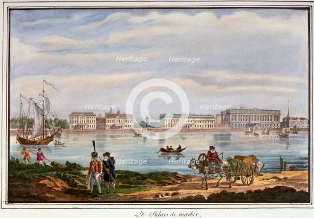 The Marble Palace and the Neva Embankment, St Petersburg, Russia, 1822. Artist: Anon
