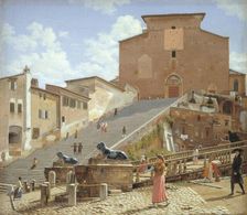 The Marble Steps leading up to the Church of Santa Maria in Aracoeli in Rome, 1814-1816. Creator: CW Eckersberg