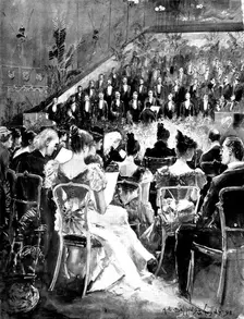 "The March of the Men of Harlech"- the Welsh Choir singing before the Queen at Windsor Castle, 1898. Creator: Unknown