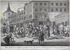 The March of the Medical Militants to the siege of Warwick Lane Castle London, 1768. Artist: John June