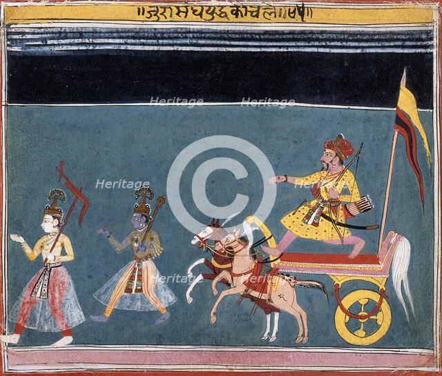 The March Against Jarasandha, Folio from a Bhagavata Purana..., 1st half of 17th century. Creator: Unknown.