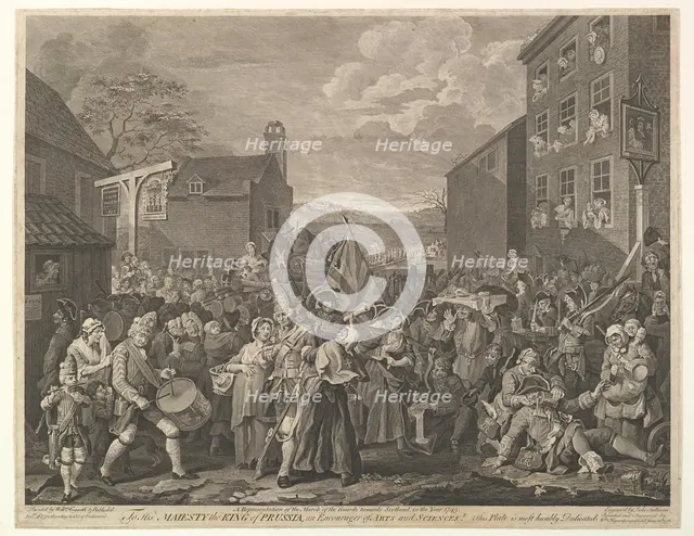 The March to Finchley-A Representation of the March of the Guards towards Scotla..., June 12, 1761. Creator: Luke Sullivan.