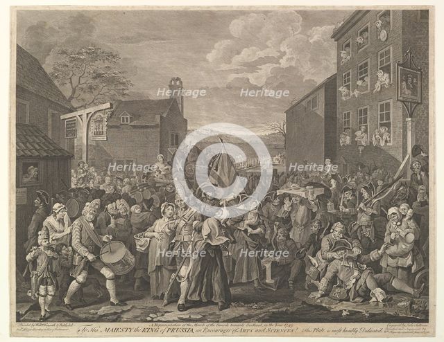 The March to Finchley-A Representation of the March of the Guards towards Scotla..., June 12, 1761. Creator: Luke Sullivan.